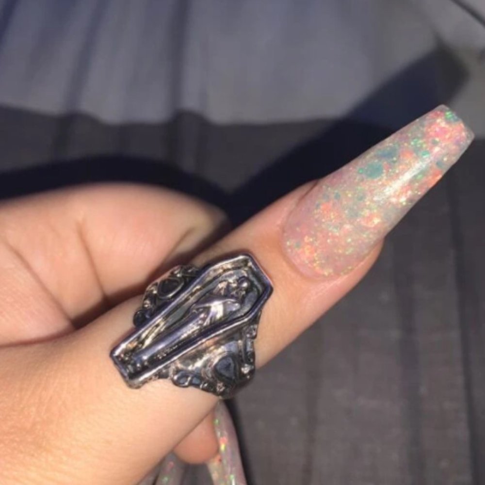 Vampire Coffin Silver Ring - Adjustable - Picture 13 of 16